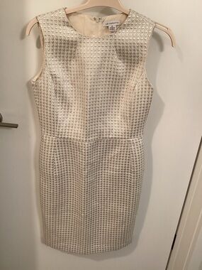 Liz Claiborne Cream Metallic Sheath Dress